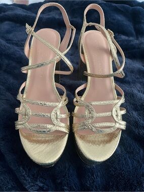 Chinese Laundry Metallic Gold Strappy Platform Sandals
